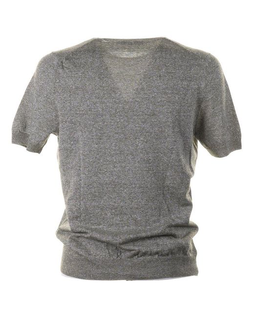 Tagliatore Gray Short-sleeved Fine-knit T-shirt for men