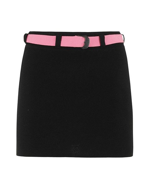 Ssheena Black Belted Thigh-length Mini Skirt