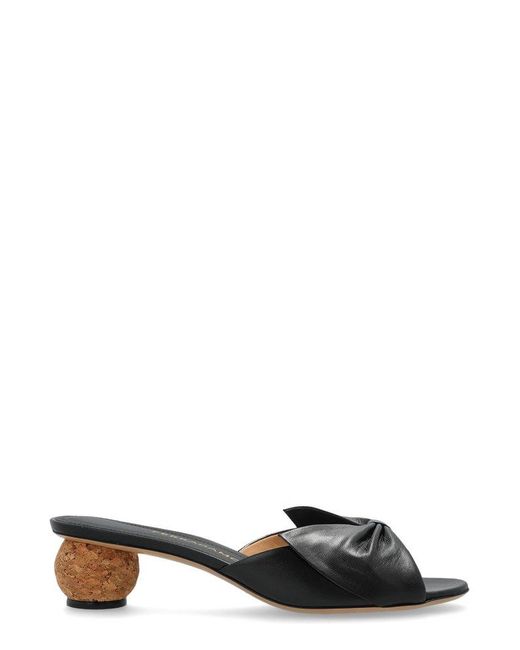 Ferragamo Black Spherical Heel Bow Slides