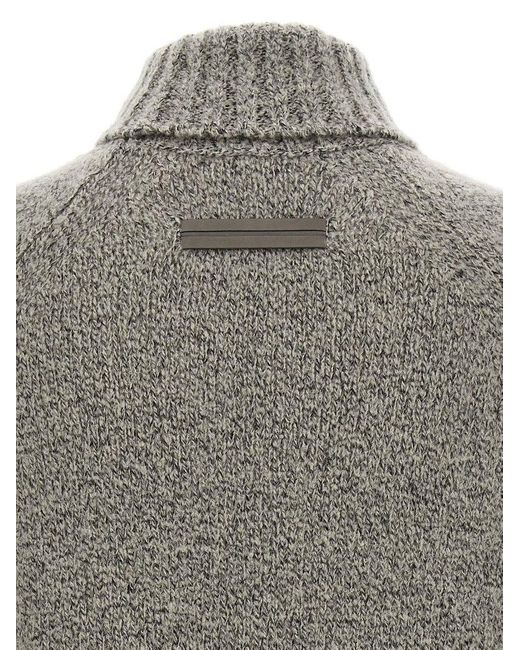 Zegna Gray Boucle Silk Cashmere Sweater Sweater for men