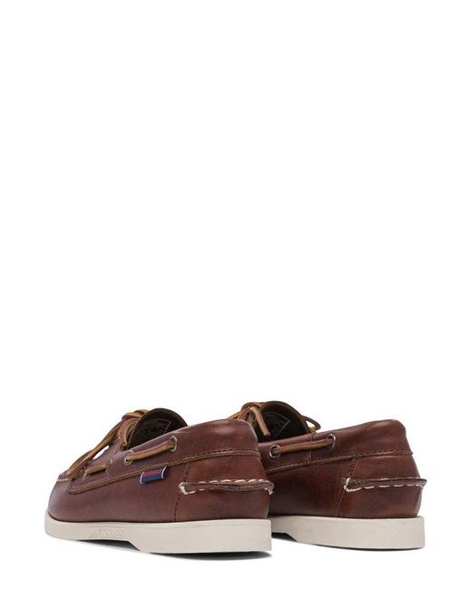 Sebago Brown Docksides Portland Waxed Boat Shoes