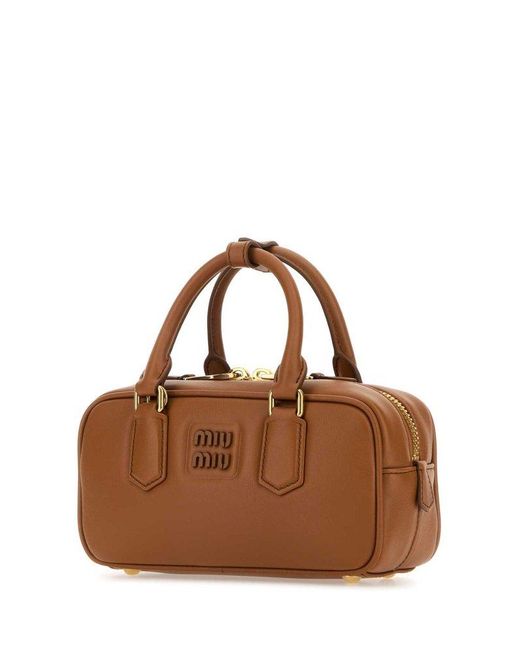 Miu Miu Brown Arcadie Zipped Tote Bag