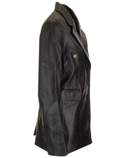 Loulou de Saison Black Benetra Double Breasted Leather Jacket