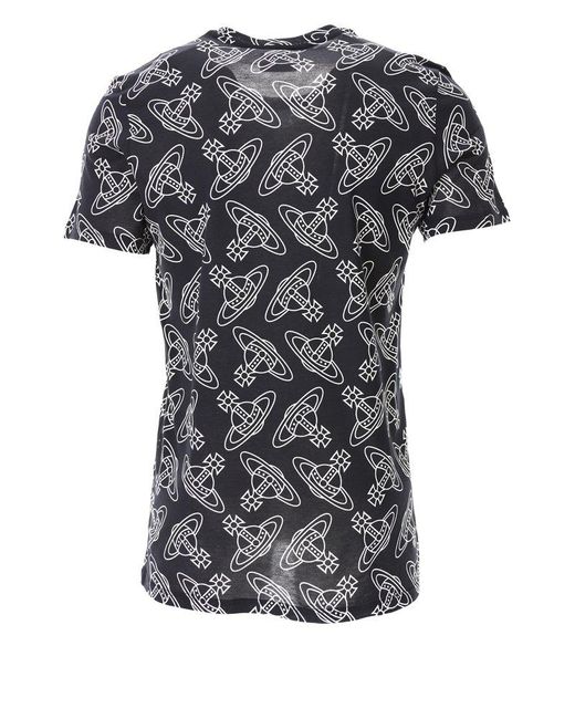 Vivienne Westwood Black Allover Orb Printed Crewneck T-shirt for men