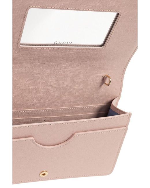 Gucci Pink Logo Lettering Chain Linked Crossbody Bag