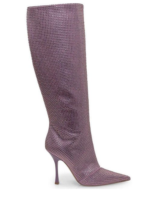 Liu Jo Purple Embellished Pointed Toe Boots