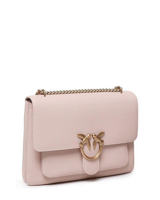 Pinko Pink Logo Plaque Chain-Linked Crossbody Bag