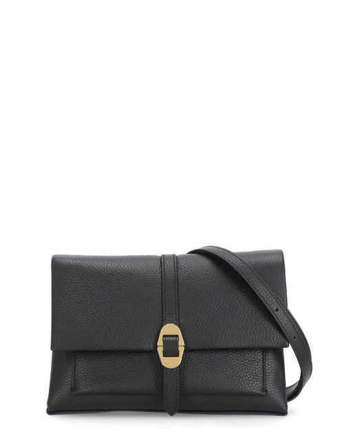 Coccinelle Black Dorian Foldover Top Shoulder Bag