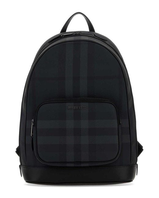 Burberry Black Rocco Plaid Backpack for men