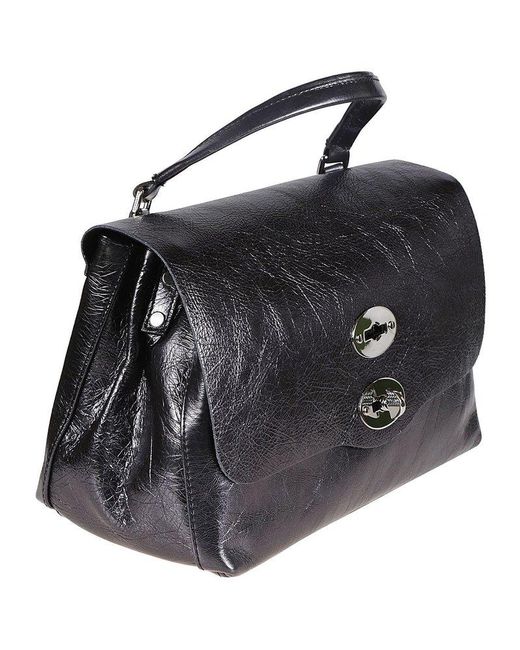 Zanellato Black Postina Cortina S Foldover Top Handbag