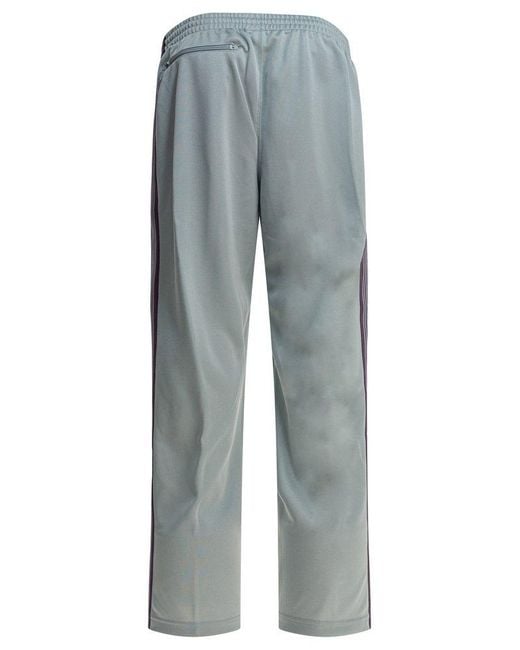 Needles Gray Butterfly-Embroidered Stripe Detailed Track Pants for men