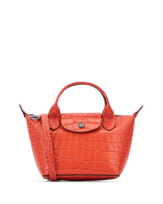 Longchamp Orange Le Pliage Cuir Xs Top Handle Bag