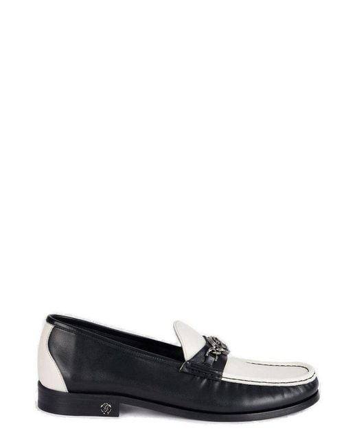 Roberto Cavalli Black Mirror Snake Monogram Two-Toned Loafers for men