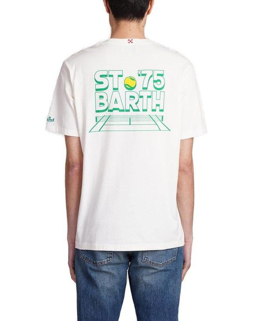 Mc2 Saint Barth White Graphic Printted Crewneck T-shirt for men