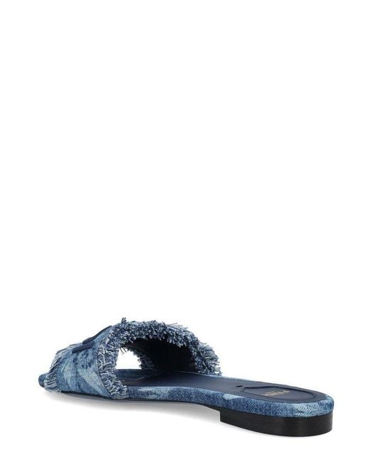 【関税&送料込】Fendi Sandalo Slide Fendi Sunshine In Denim Fendi Sunshine Denim Blue | Fendi