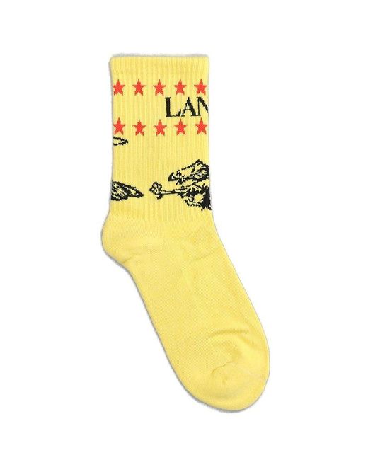 Lanvin Yellow X Future Logo And Eagle Socks for men
