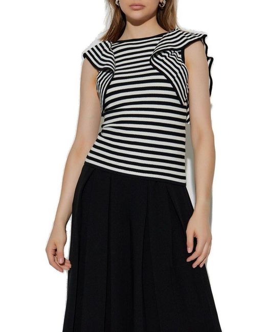 Max Mara Black Vieste Striped Sleeveless Top
