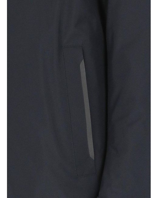 Herno Blue Laminar High-neck Zipped Coat for men