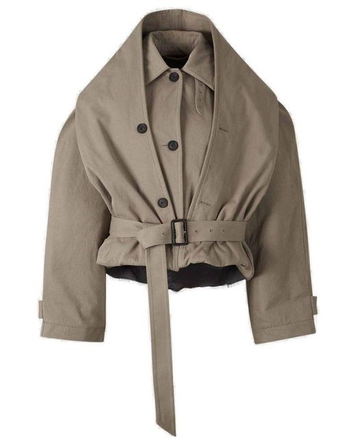 Balenciaga Brown Flipped Hooded Trench Coat