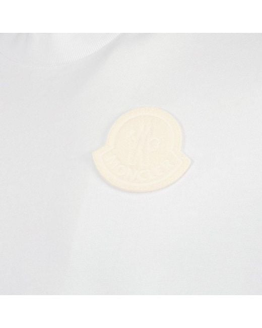 Moncler White Logo Patch Crewneck T-shirt for men