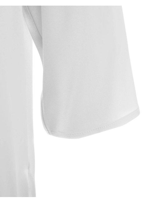 Liu Jo White Satin Crewneck Blouse