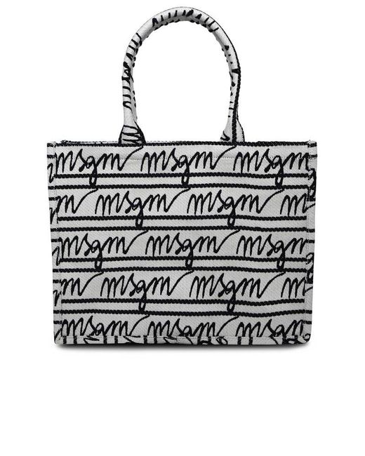 MSGM Black Medium 'Tote' Two-Tone Tela Bag