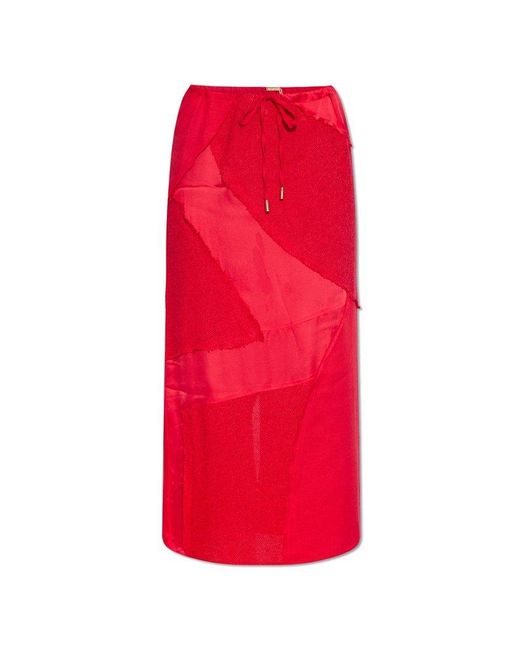 Cult Gaia Red Skirt Made Of Combined Materials 'Via'