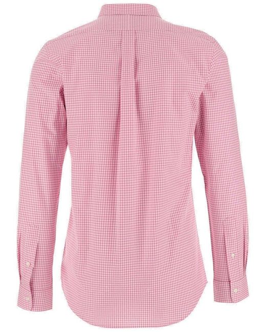Ralph Lauren Pink Stretch Cotton Shirt With Plaid Pattern for men