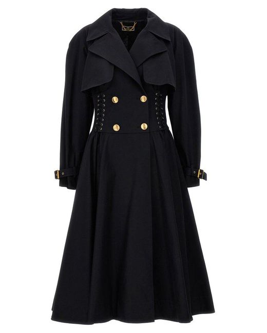 Elisabetta Franchi Black Redingote Line Trench Coat Coats, Trench Coats