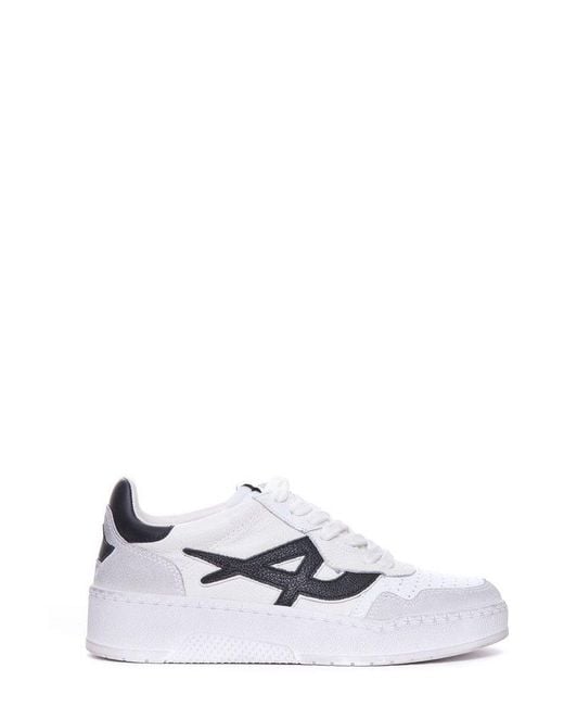 Ash White Round-toe Lace-up Sneakers