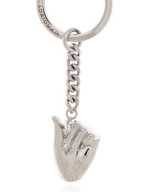 Y. Project Metallic Mini Finger Heart Pendant Keyring for men