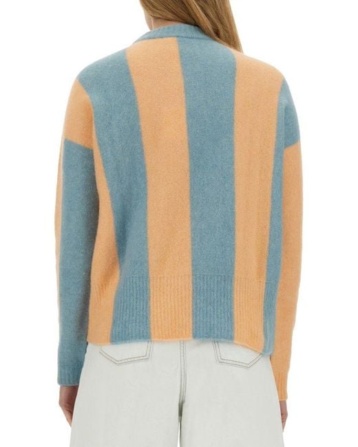 Alysi Blue Stripe Detailed Knitted Sweater