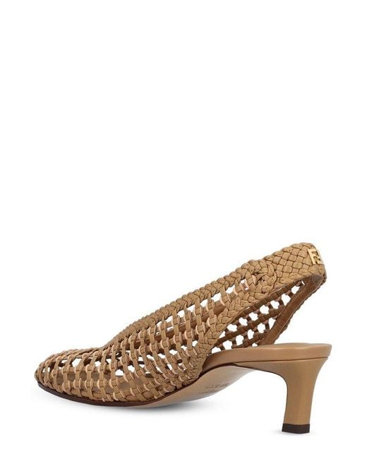 Fendi Brown Low-Heel Slingbacks Woven Pumps