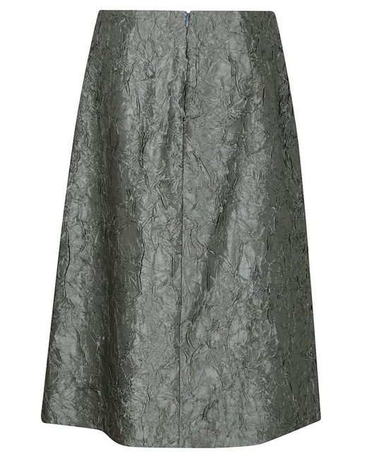 Dries Van Noten Gray A-Line Skirt With Textured Finish