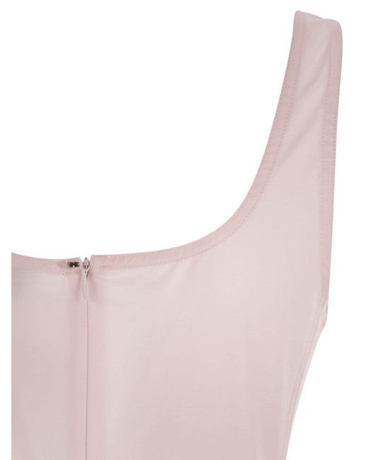 Sportmax Galante Fit And Flare Cotton Dress in Pink | Lyst