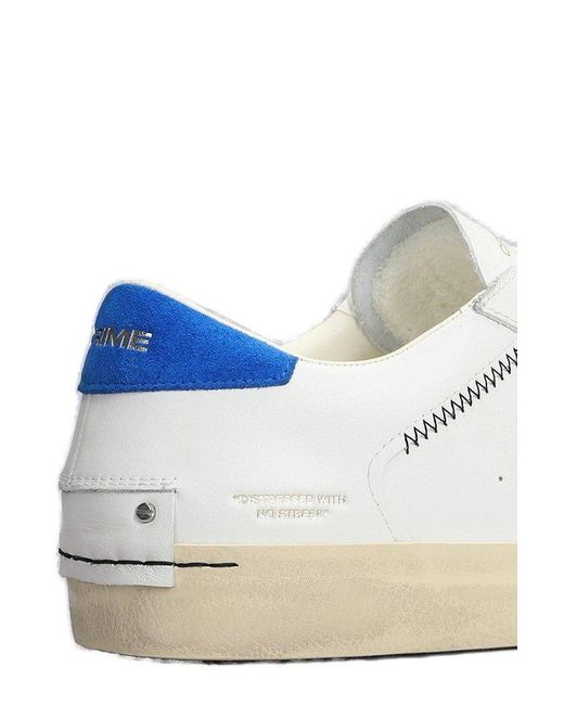 Crime London White Distressed Lace-Up Sneakers for men