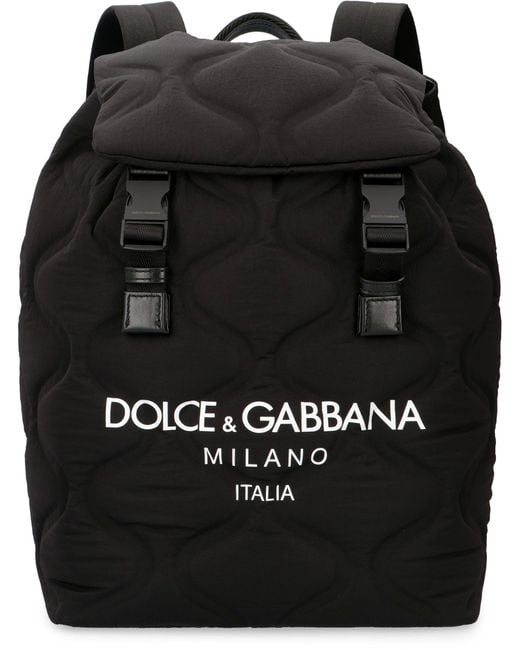 Dolce & Gabbana Black Backpack With Logo Print for men