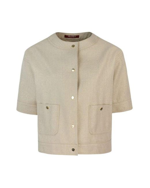 Max Mara Natural Agile Button-Up Crewneck Jacket