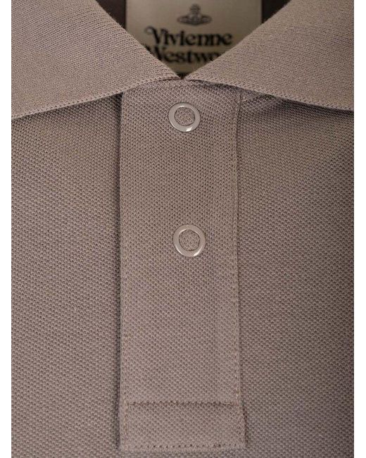 Vivienne Westwood Gray Cotton Piqué Polo Shirt for men