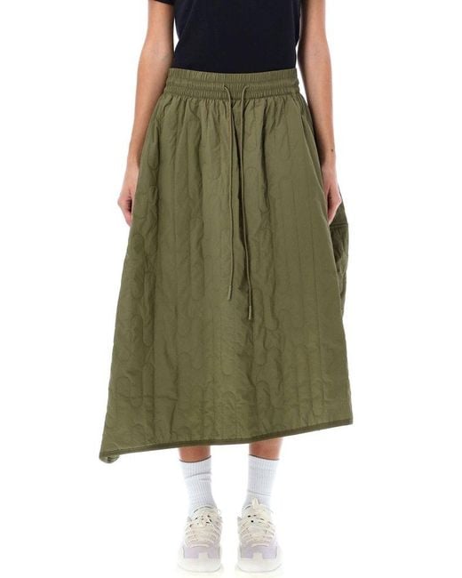 Y-3 Green Quilted Midi Skirt