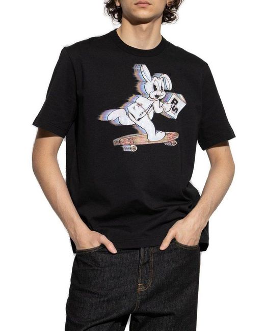 Paul Smith Black Rabbit Printed T-Shirt for men