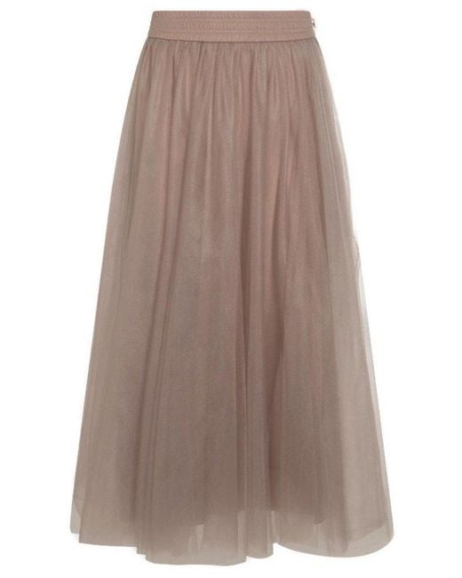 Fabiana Filippi Brown Tulle Midi Skirt
