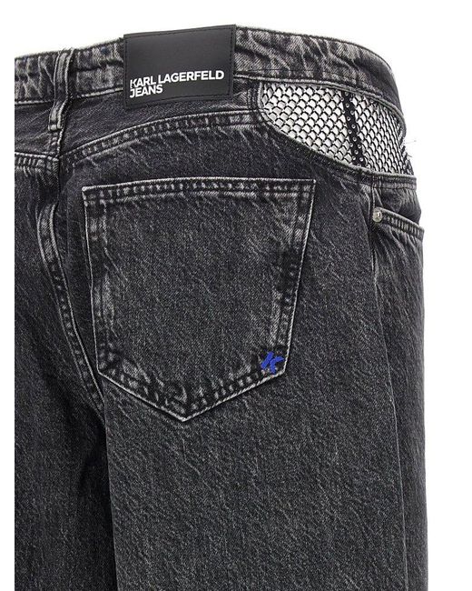 Karl Lagerfeld Blue Rhinestone Detail Jeans