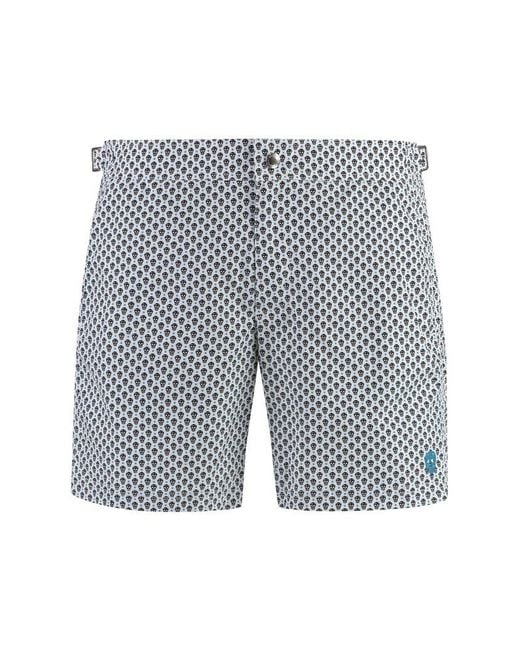 Alexander McQueen Blue Printed Swim Shorts for men