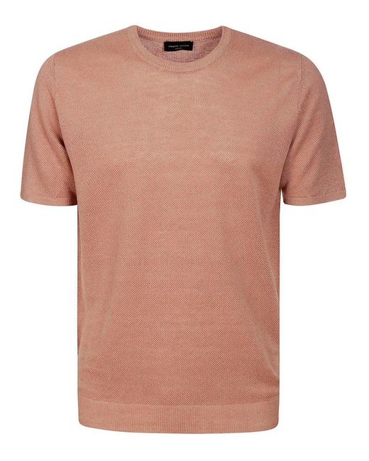 Roberto Collina Pink Roundneck Knit T-shirt for men