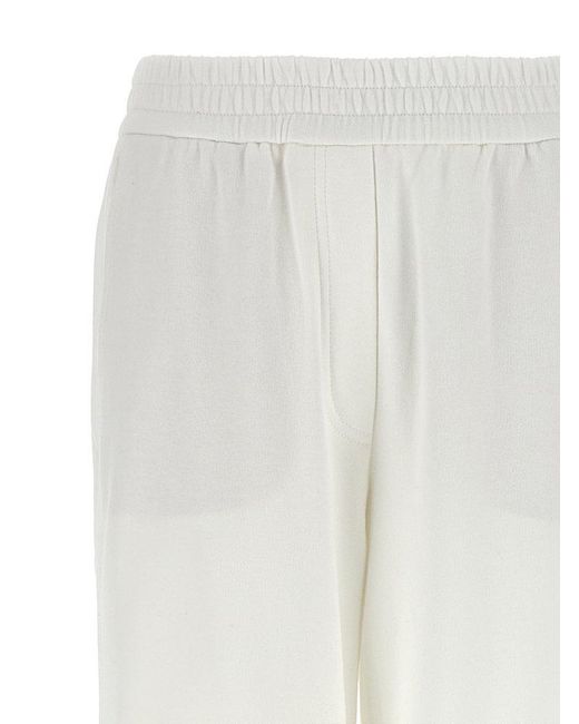 Brunello Cucinelli White Embroidered Cropped Cotton Jersey Joggers