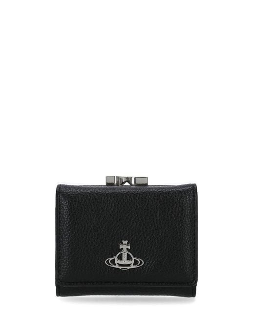 Vivienne Westwood Black Logo Plaque Compact Wallet