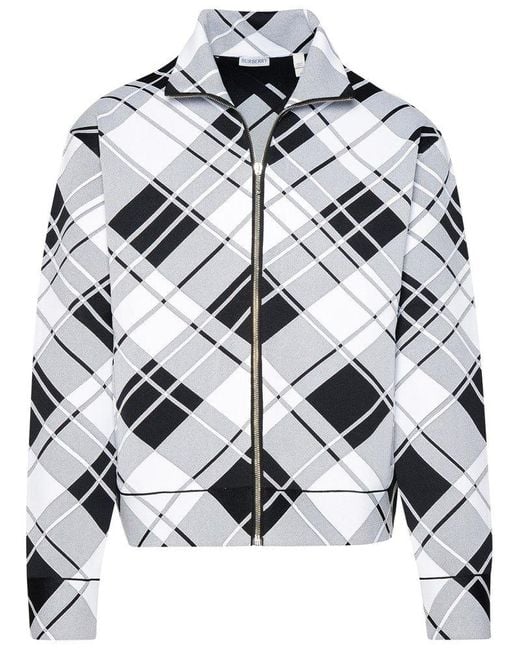 Burberry Gray Checked Zipped Lightweight Jacket for men