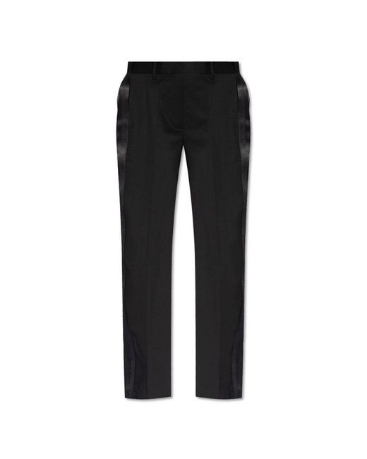 Helmut Lang Black Creased Trousers With Side Stripes