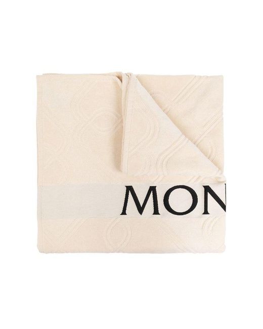 Moncler Natural Logo Detailed Bath Towel